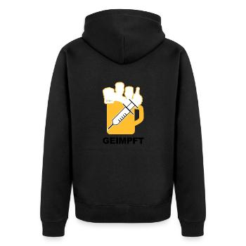 Bier Liga Logo Geimpft 1 - Unisex Premium Bio Zip Hoodie - Schwarz - Hinten - Nico (187cm)
