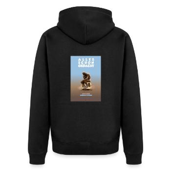 Denkball von Rodäng. POSTER. - Unisex Premium Bio Zip Hoodie - Schwarz - Hinten - Nico (187cm)