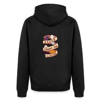 ne jamais faire confiance à la vie - bannière halloween - Veste à capuche bio Premium Unisexe - noir - Dos - Nico (187cm)