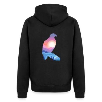 Aigle, Oiseau, Montagnes, Motif animal, Lever de soleil - Veste à capuche bio Premium Unisexe - noir - Dos - Nico (187cm)