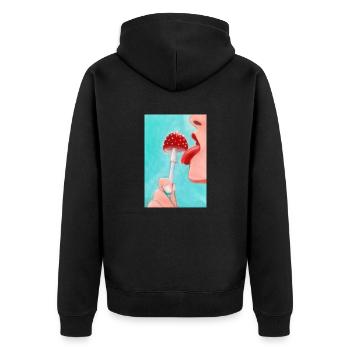 Mushroom Pop Art - Unisex Premium Organic Zip Hoodie - black - Back - Nico (187cm)