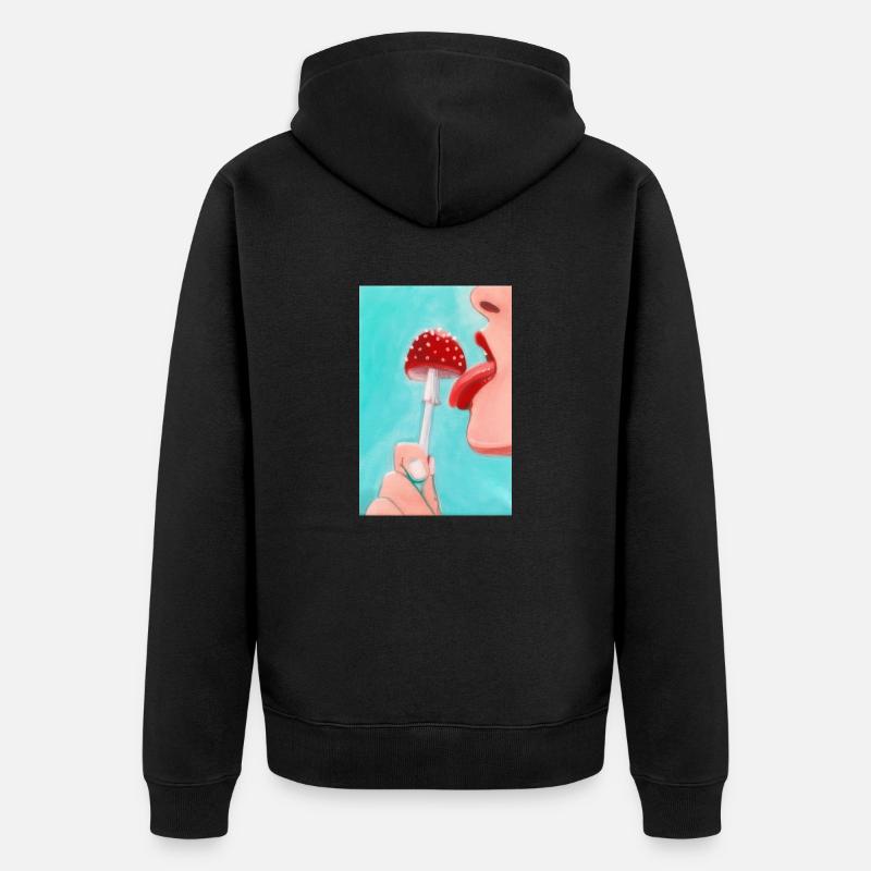 Pop Art aux champignons - Veste à capuche bio Premium Unisexe - noir
