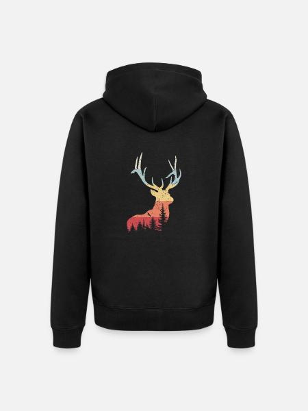 Cerf - Veste à capuche bio Premium Unisexe - noir