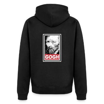 VAN GOGH GEHORCHE - Unisex Premium Bio Zip Hoodie - Schwarz - Hinten - Nico (187cm)