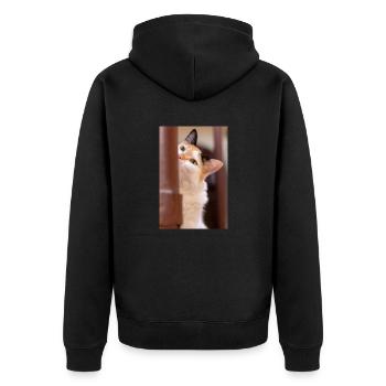 Die Katze - Unisex Premium Bio Zip Hoodie - Schwarz - Hinten - Nico (187cm)