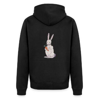 cute rabbit rabbit with carrot - Unisex Premium Organic Zip Hoodie - black - Back - Nico (187cm)