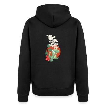 Ukulele trex - Unisex Premium Bio Zip Hoodie - Schwarz - Hinten - Nico (187cm)