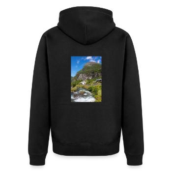 Vue panoramique de Geiranger depuis Storseterfossen - Veste à capuche bio Premium Unisexe - noir - Dos - Nico (187cm)
