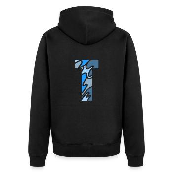 letter T - Unisex Premium Bio Zip Hoodie - Schwarz - Hinten - Nico (187cm)