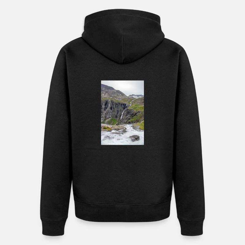 Trollstigen Tverelva Stigfossen Trollstigen - Veste à capuche bio Premium Unisexe - noir