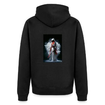 White Samurai - Unisex Premium Organic Zip Hoodie - black - Back - Nico (187cm)