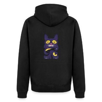 Sitzerkatze 004 - Unisex Premium Bio Zip Hoodie - Schwarz - Hinten - Nico (187cm)