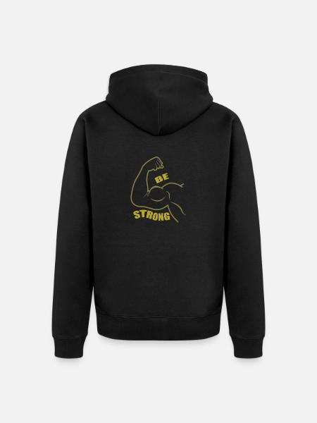 Be Strong, Flexing Biceps - Unisex Premium Organic Zip Hoodie - black