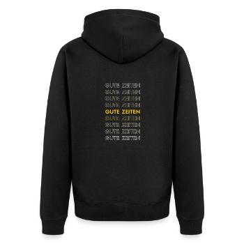 gute Zeiten - Unisex Premium Bio Zip Hoodie - Schwarz - Hinten - Nico (187cm)