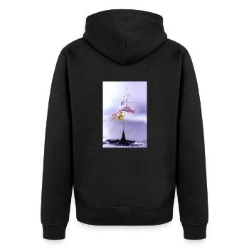 splash 04 - Unisex Premium Organic Zip Hoodie - black - Back - Nico (187cm)