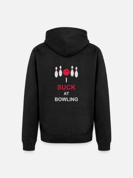 I suck at bowling - Unisex Premium Organic Zip Hoodie - black