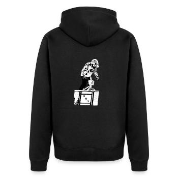 BMX Race Racing MTB Motocross - Unisex Premium Bio Zip Hoodie - Schwarz - Hinten - Nico (187cm)