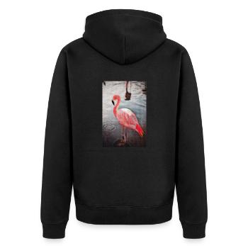 Vintage Flamingo Painting, Birds Lover Gift Ideas - Unisex Premium Organic Zip Hoodie - black - Back - Nico (187cm)