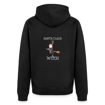Der Weihnachtsmann ist eine Hexe Design - Unisex Premium Bio Zip Hoodie - Schwarz - Hinten - Nico (187cm)