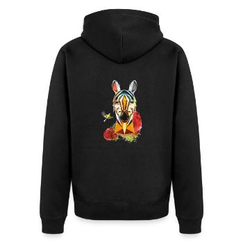 Zebra Bird Illustration - Unisex Premium Bio Zip Hoodie - Schwarz - Hinten - Nico (187cm)