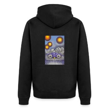 Hibou avec lune - Veste à capuche bio Premium Unisexe - noir - Dos - Nico (187cm)