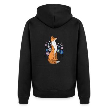 Fuchs - Unisex Premium Bio Zip Hoodie - Schwarz - Hinten - Nico (187cm)
