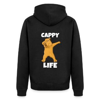 Capybara dabbing Capy life - Unisex Premium Organic Zip Hoodie - black - Back - Nico (187cm)