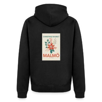 Marché de Noël Malmö Affiche Suède 1960 - Veste à capuche bio Premium Unisexe - noir - Dos - Nico (187cm)