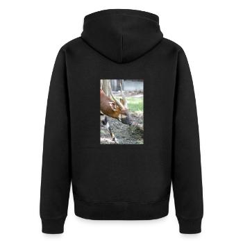 Eastern Bongo (in german Bongo) Tragelaphus euryce - Unisex Premium Organic Zip Hoodie - black - Back - Nico (187cm)