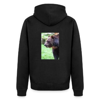 European brown bear (Braunbär) Ursus arctos - Unisex Premium Organic Zip Hoodie - black - Back - Nico (187cm)