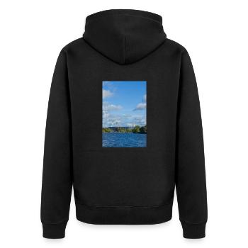 Weserstadion - Unisex Premium Bio Zip Hoodie - Schwarz - Hinten - Nico (187cm)