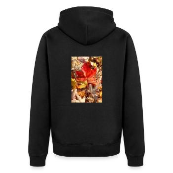 Herbstlaub - Unisex Premium Bio Zip Hoodie - Schwarz - Hinten - Nico (187cm)