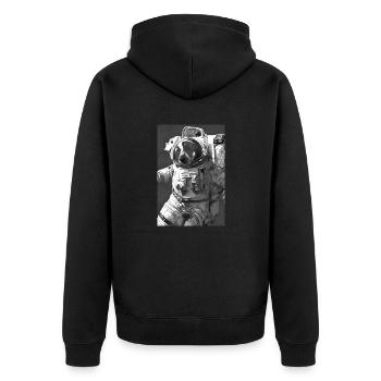 Jack Russel Terrier - Hunde Tshirt im Weltall - Unisex Premium Bio Zip Hoodie - Schwarz - Hinten - Nico (187cm)