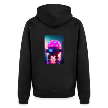 Futuristischer Gigant - Unisex Premium Bio Zip Hoodie - Schwarz - Hinten - Nico (187cm)