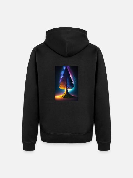 Licht Baum1 - Unisex Premium Bio Zip Hoodie - Schwarz