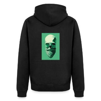 Cool Skull - Unisex Premium Bio Zip Hoodie - Schwarz - Hinten - Nico (187cm)