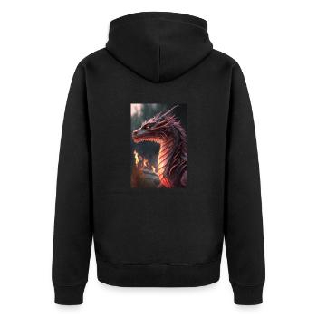 Ein Drache - Unisex Premium Bio Zip Hoodie - Schwarz - Hinten - Nico (187cm)