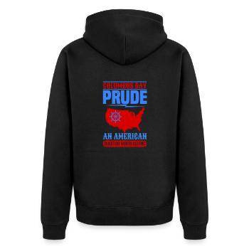 COLUMBUS DAY PRUDE UN AMÉRICAIN - Veste à capuche bio Premium Unisexe - noir - Dos - Nico (187cm)