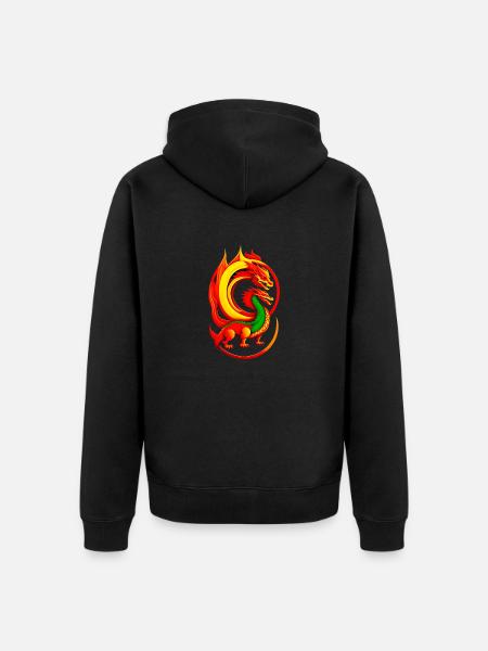 Dragons de feu - Veste à capuche bio Premium Unisexe - noir