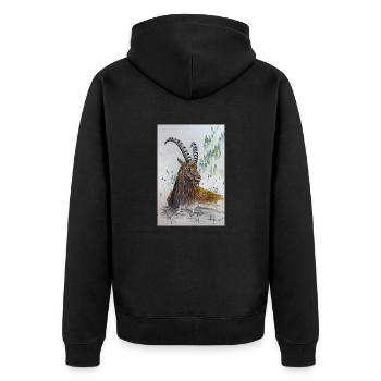 Steinbock Capricorn - Unisex Premium Bio Zip Hoodie - Schwarz - Hinten - Nico (187cm)