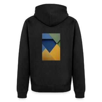 Buntes Dreieck Muster - Unisex Premium Bio Zip Hoodie - Schwarz - Hinten - Nico (187cm)