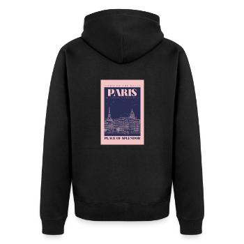 Paris - Unisex Premium Bio Zip Hoodie - Schwarz - Hinten - Nico (187cm)