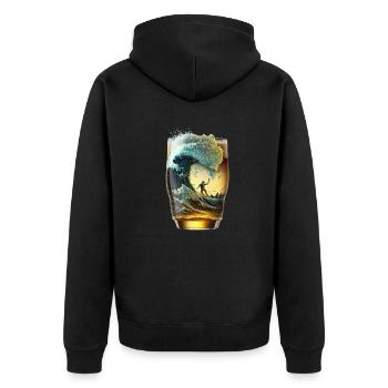 Beer Glass Surfer Rides Beer Wave - Unisex Premium Organic Zip Hoodie - black - Back - Nico (187cm)
