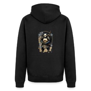 Panda in samurai armor in ukiyo-e style - Unisex Premium Organic Zip Hoodie - black - Back - Nico (187cm)