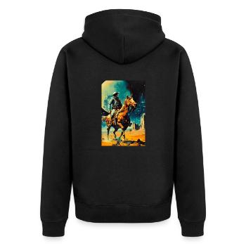 The Space Cowboy - Unisex Premium Organic Zip Hoodie - black - Back - Nico (187cm)