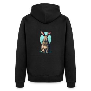 Easter bunny with turquoise egg - Unisex Premium Organic Zip Hoodie - black - Back - Nico (187cm)
