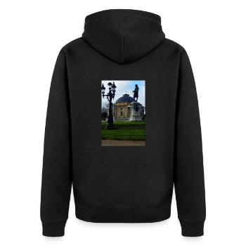 The King before the German Church - Unisex Premium Organic Zip Hoodie - black - Back - Nico (187cm)