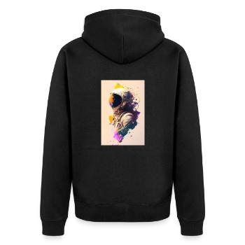 Astronaut painting ZEN - Unisex Premium Organic Zip Hoodie - black - Back - Nico (187cm)