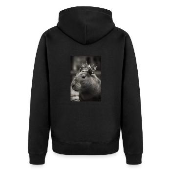 Capybara avec couronne Capybara doux Capybara - Veste à capuche bio Premium Unisexe - noir - Dos - Nico (187cm)