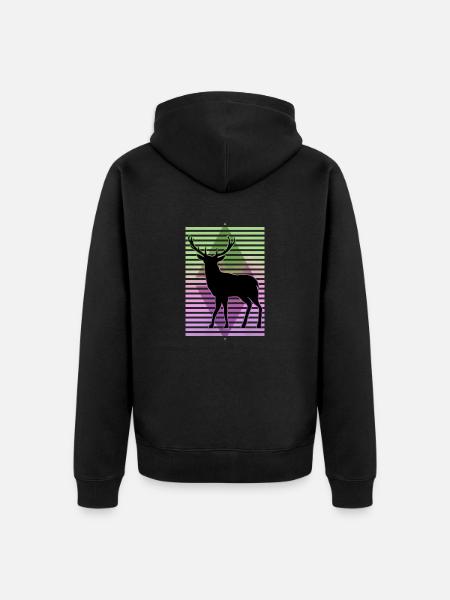 Hirsch - Unisex Premium Bio Zip Hoodie - Schwarz